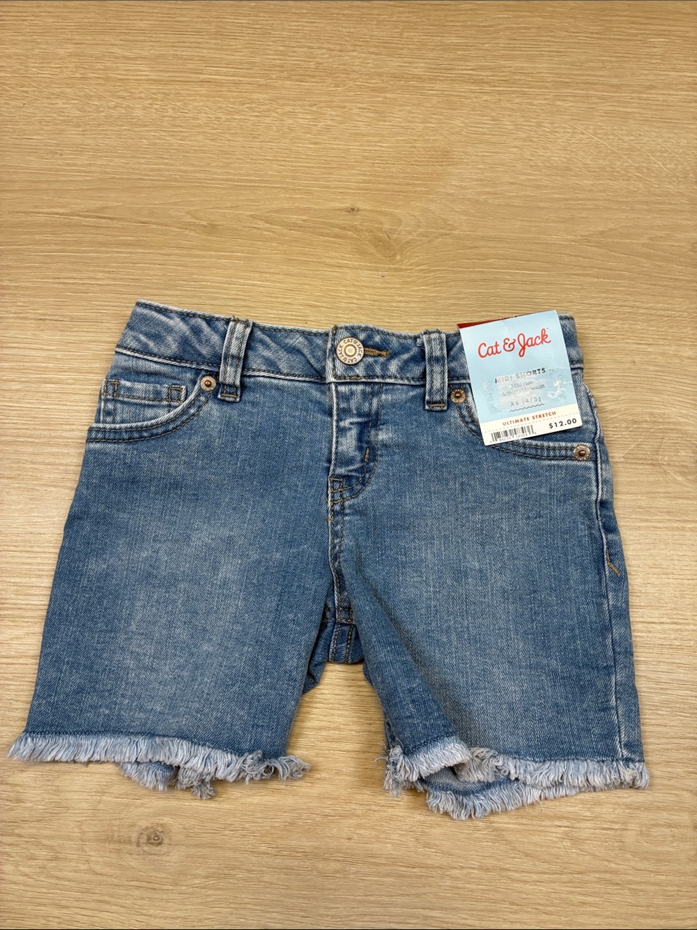 NEW Cat & Jack Light Blue Denim Frayed Hem Shorts